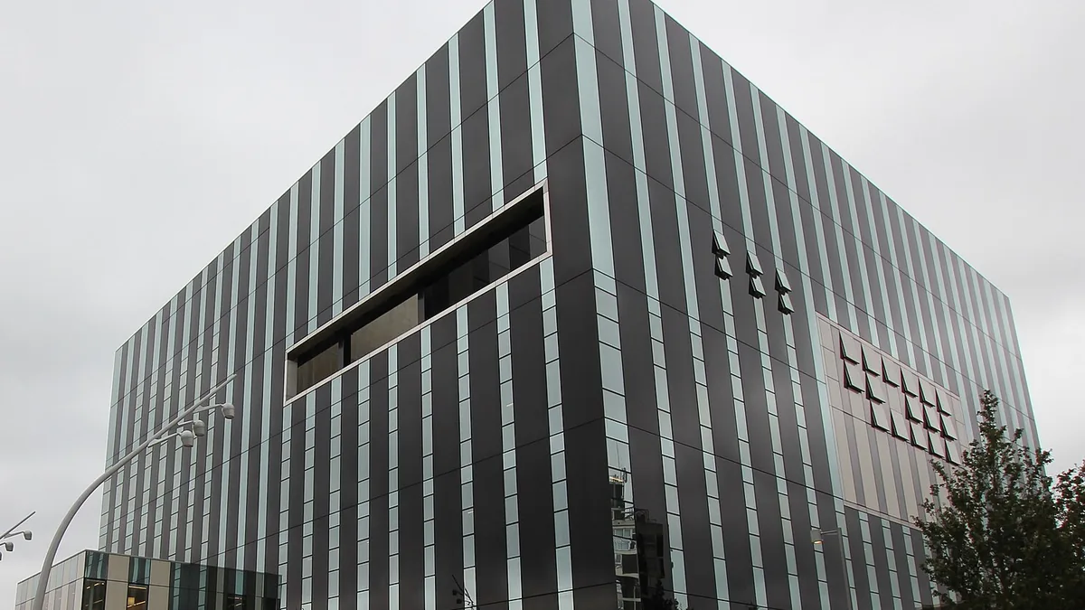 The Corby Cube. Photograph by Cj1340, CC BY-SA 3.0.