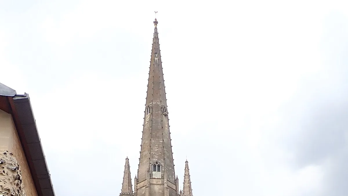 The spire of Norwich Cathedral. Photograph by Eirian Evans, CC BY-SA 2.0.