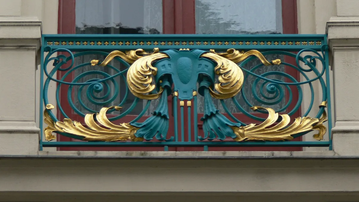 Gilded balcony of Prague City Hall. Photograph by Wolfgang Sauber, CC BY-SA 3.0.