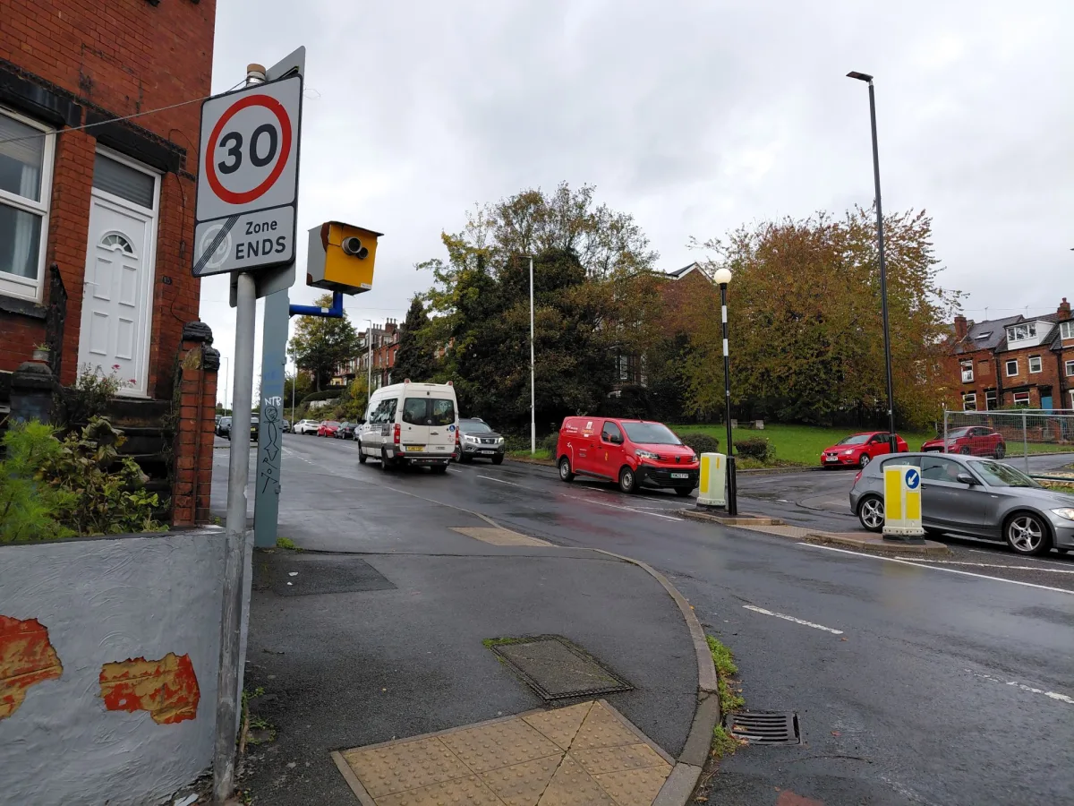 A yellow Gatso speed camera on Burley Road in Leeds A yellow Gatso speed camera on Burley Road in Leeds