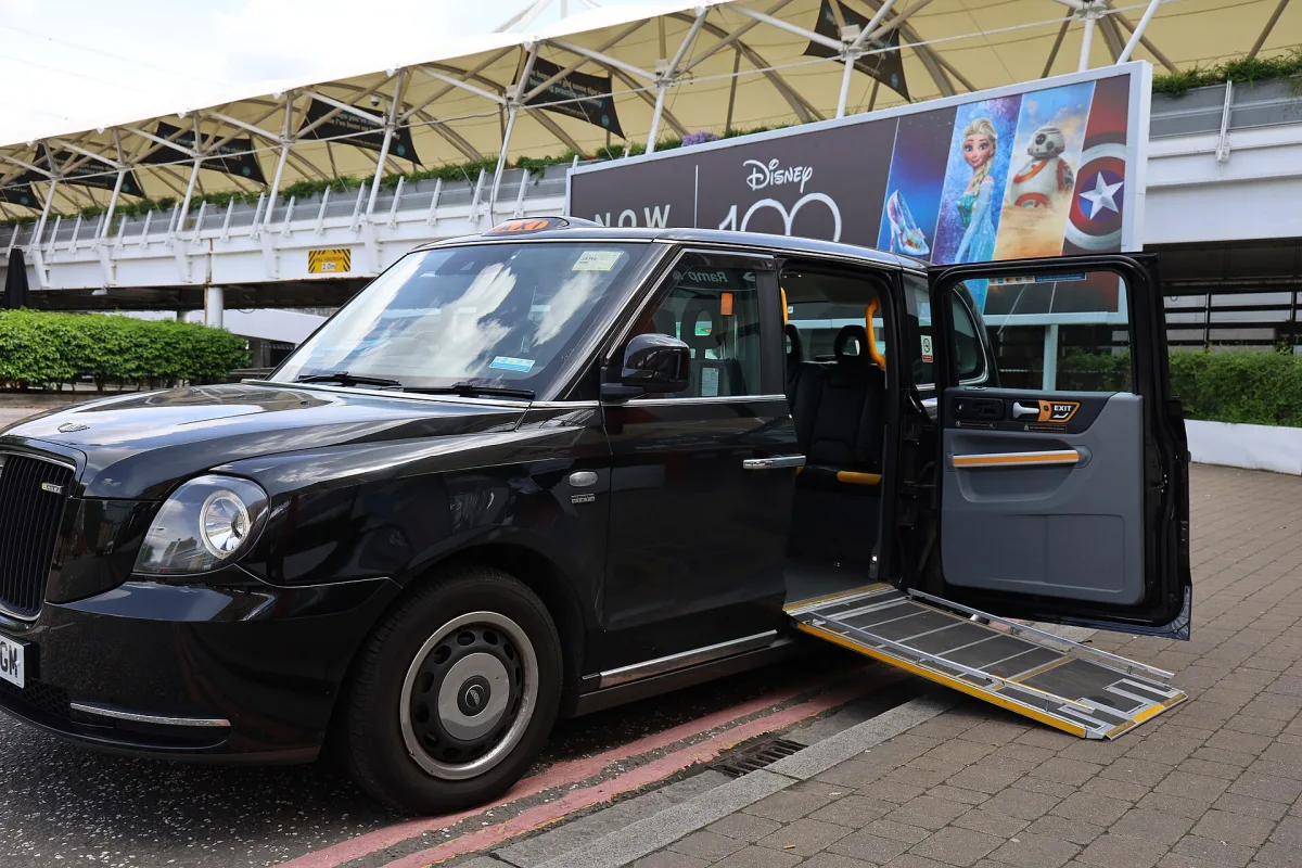 London black cab with wheelchair ramp deployed