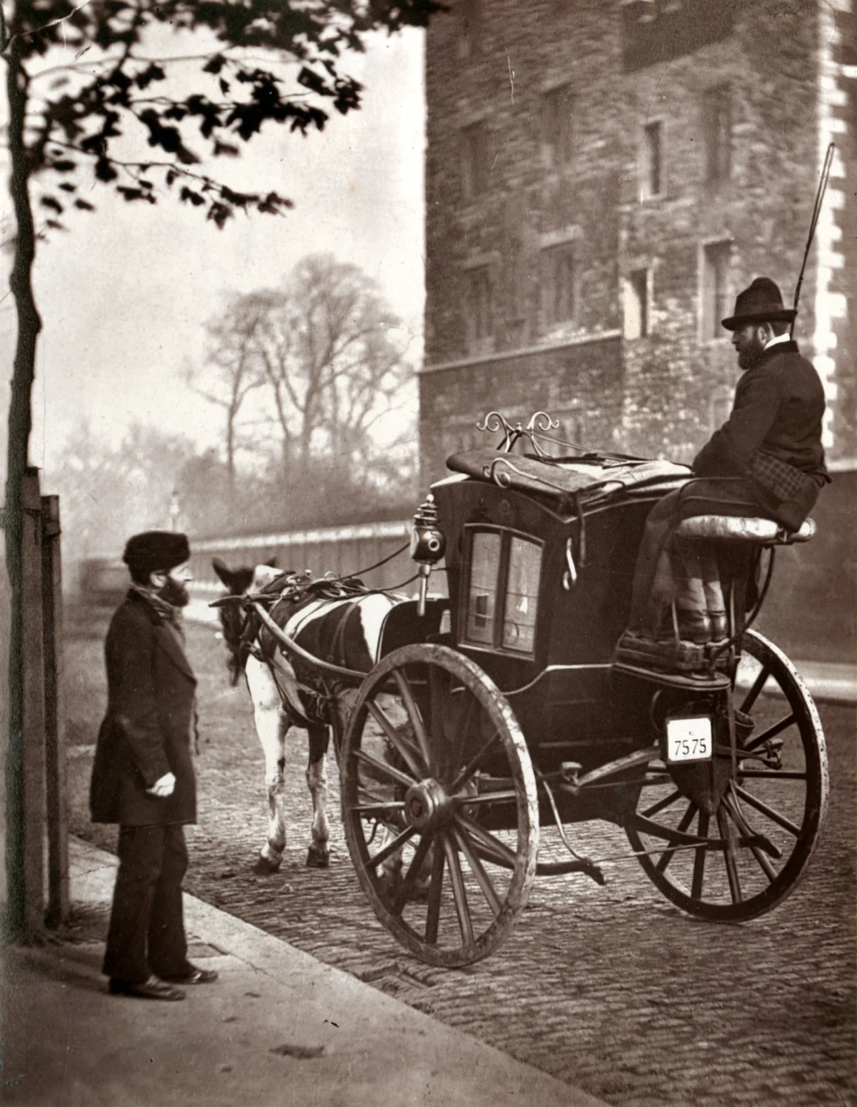 London cabmen with a licensed hansom cab, 1877 London cabmen with a licensed hansom cab, 1877